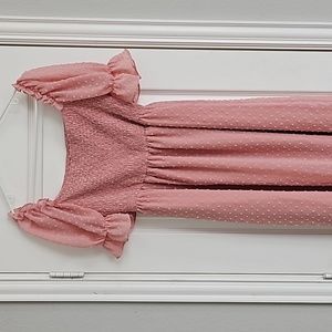 Pink Swiss Dot Smocked Dress Easter Dress